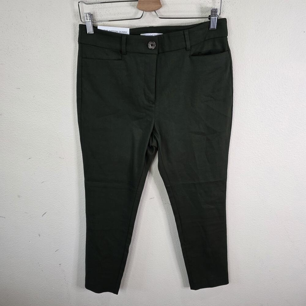 Ann Taylor Loft Pants Size 8 Petite The Sutton Skinny Dark Green New